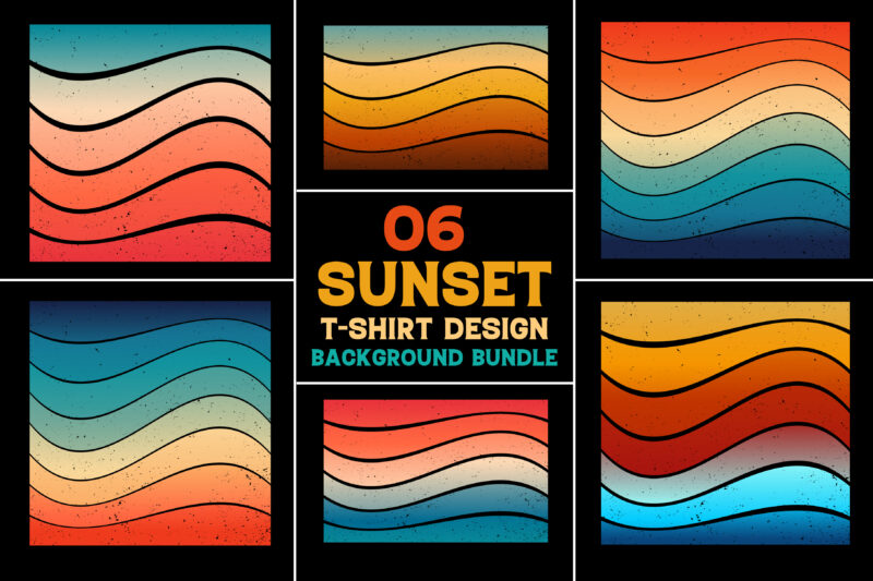 Sunset Retro Vintage Grunge Background Bundle for T-Shirt Design