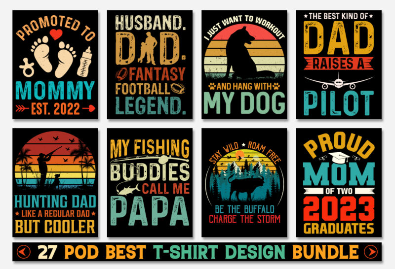 Vintage Sunset T-Shirt Design Bundle-T-Shirt Design Bundle for POD