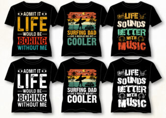 Vintage Sunset T-Shirt Design Bundle,