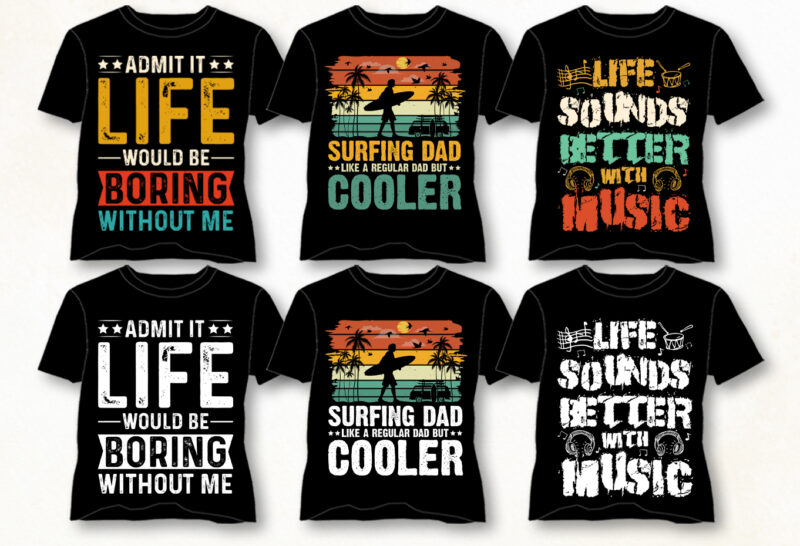 Vintage Sunset T-Shirt Design Bundle,