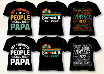 Vintage Typography T-Shirt Design Bundle