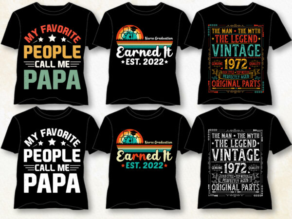 Vintage typography t-shirt design bundle