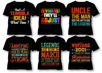 Vintage Typography T-Shirt Design Bundle