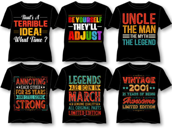 Vintage typography t-shirt design bundle