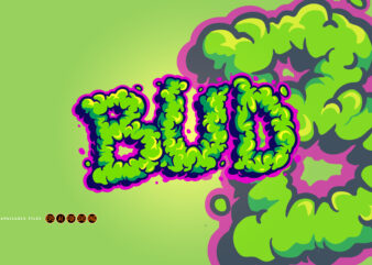 Weed bud smoke effect lettering words svg