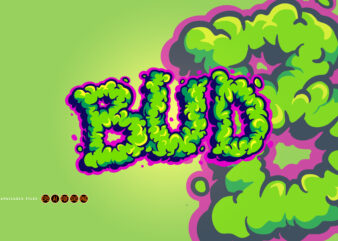 Weed bud smoke effect lettering words svg