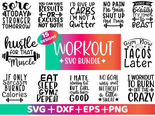 Workout SVG Bundle t shirt graphic design