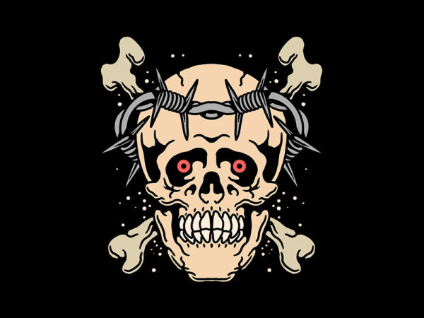 Barbed wire skull t shirt template