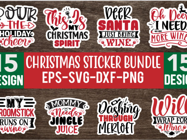 Christmas wine sticker bundle t shirt vector file