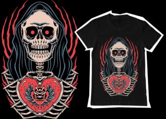 Death love skull illustration for t-shirt design