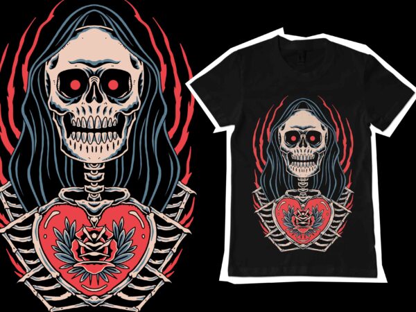 Death love skull illustration for t-shirt design