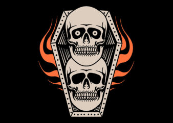 double skull t shirt vector illustration