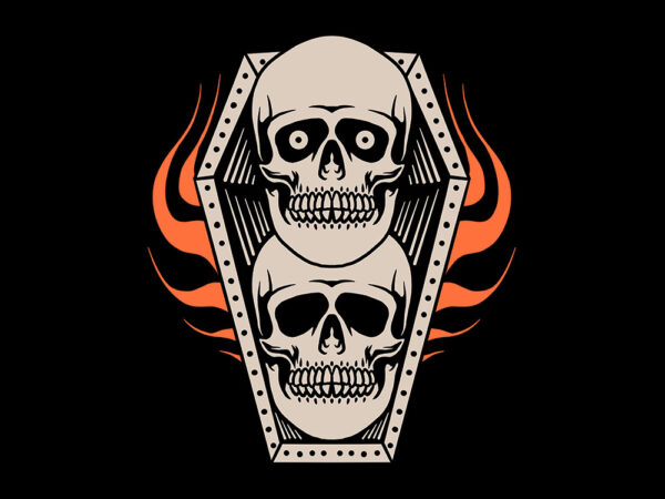 Double skull t shirt vector illustration