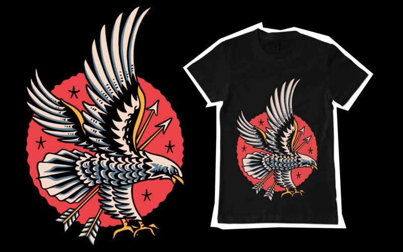 Eagle attack illustration for t-shirt