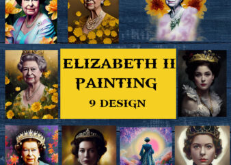 Elizabeth II Painting PNG, Young Lady Queen Elizabeth II Floral Painting Png, United Kingdom Queen Elizabeth II vector clipart