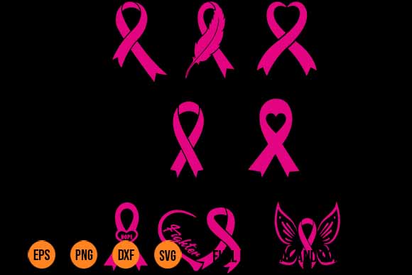 Breast cancer ribbon svg bundle png dxf cut file tee shirt design best new 2022