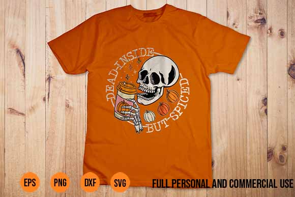 Skull Halloween Clipart Shirt Design SVG Dead Inside But Spiced Pumpkin Skull Drinking Fall Halloween mega bundle,svgs,quotes-and-sayings,food-drink,print-cut,mini-bundles,on-sale,halloween svg design, halloween svgs, svg halloween designs, free halloween cricut designs, free witch