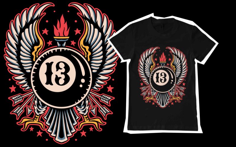Flying ball illustration for t-shirt