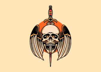 flying skull dagger t shirt graphic design