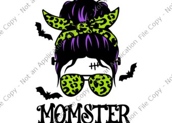 Momster Halloween Svg, Messy Bun MomSter Svg, Mommy Halloween Svg, Mom Halloween Svg, Halloween Svg