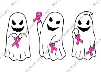Pink Ribbon Breast Cancer Awareness Ghost Svg, Pink Ribbon Ghost Svg, Pink Ribbon Svg, Ghost Svg,