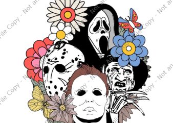 Floral Horror Characters Halloween Svg, Horror Characters Svg, Halloween Svg, Horror Friend Svg