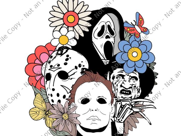 Floral horror characters halloween svg, horror characters svg, halloween svg, horror friend svg t shirt graphic design