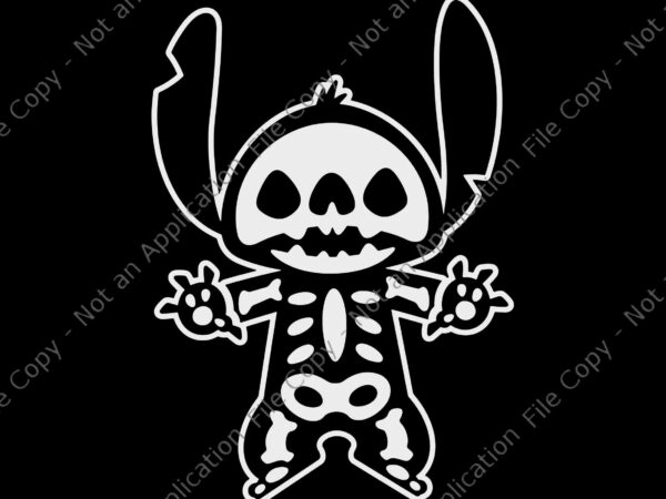 Disney stitch halloween skeleton svg, stitch halloween svg, stitch skeleton svg, halloween svg t shirt vector illustration
