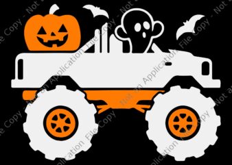 Ghost Pumpkin Riding Monster Truck Lazy Halloween Svg, Ghost Pumpkin Truck Svg, Ghost Halloween Svg, Ghost Svg, Halloween Svg t shirt design template