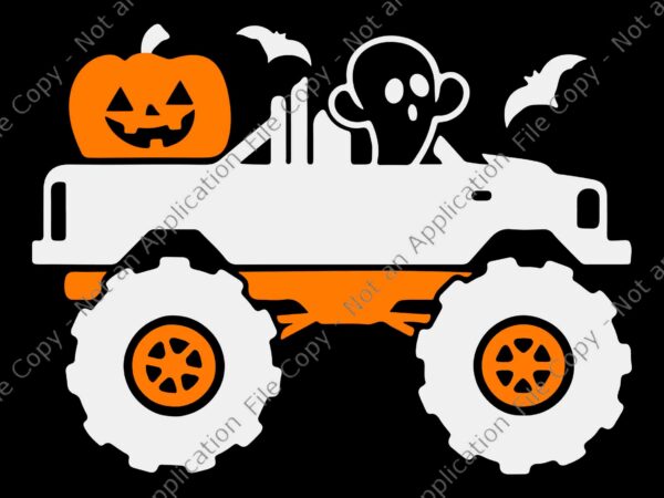 Ghost pumpkin riding monster truck lazy halloween svg, ghost pumpkin truck svg, ghost halloween svg, ghost svg, halloween svg t shirt design template