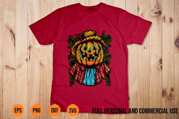 Happy Halloween Scarecrow svg Shirt Design Spooky Vector