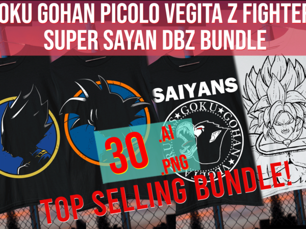 Goku gohan picolo vegita z fighters super sayan dbz bundle t shirt design template