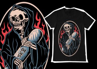 Grim reaper sk8 t-shirt design