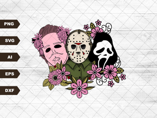 Halloween floral, svg, digital download, matching file, horror movie, scream, jason, freddy, fright night graphic t shirt Halloween floral, svg, digital download, matching file, horror movie, scream, jason, freddy, fright night graphic t shirt