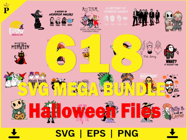 Mega halloween bundle 600+ designs eps png dxf halloween svg autumn svg thanksgiving svg fall svg witch svg cut file cricut silhouette