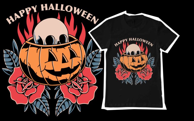 Happy halloween quotes illustration for t-shirt
