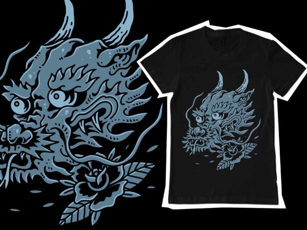 Japanese dragon design for t-shirt design