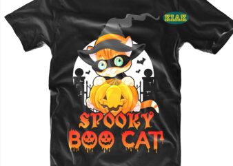 Spooky Boo Cat SVG, Spooky Svg, Boo SVG, Cat SVG, Cat Halloween Svg, Halloween t shirt design, Halloween Design, Halloween Svg, Halloween Party, Halloween Png, Pumpkin Svg, Halloween vector, Witch