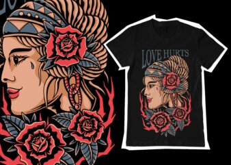 Love hurts illustration design for t-shirt