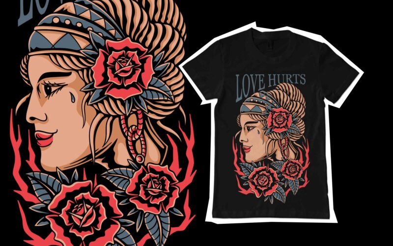 Love hurts illustration design for t-shirt