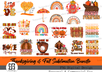 Thanksgiving And Fall Sublimation Bundle t shirt designs for sale