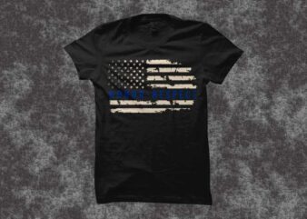 Thin blue line flag vector illustration with text honor – respect, blue line t shirt design, thin blue line t shirt design for commercial use