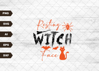 Resting Witch Face Sublimation Design • Hand-Designed Halloween Clipart svg • Instant Download Print File