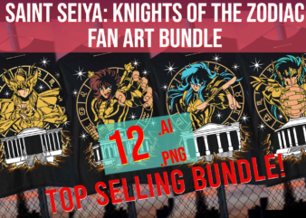 Saint Seiya Knights of the Zodiac Fan Art Bundle t shirt template vector