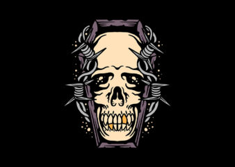 skull in the coffin t shirt template vector