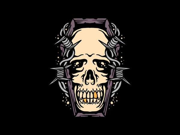 Skull in the coffin t shirt template vector