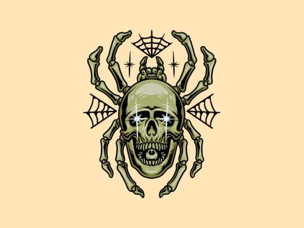 skull spider t shirt template vector