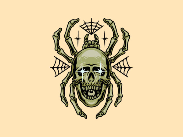 Skull spider t shirt template vector