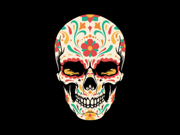 Sugar skull t shirt template vector