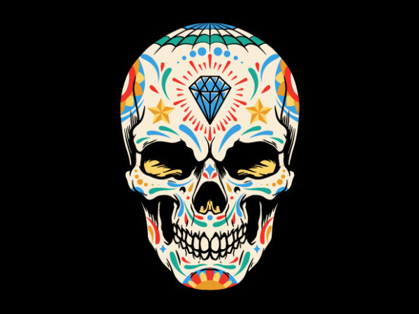 Sugar skull t shirt template vector